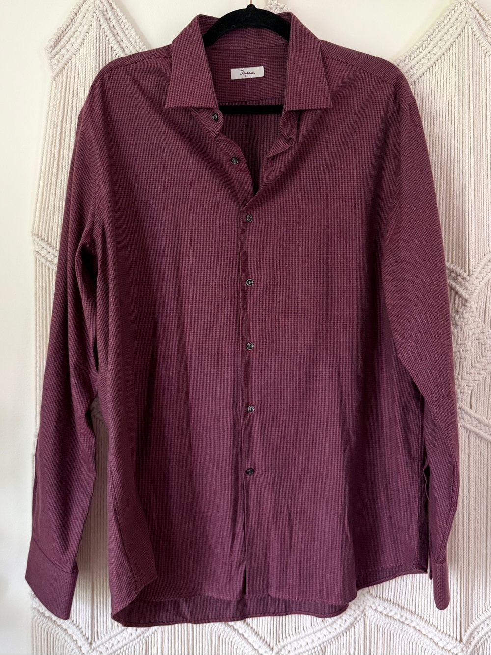 Ingram Purple/Blue Plum Textured Fine Herringbone Button Down Dress Shirt XL